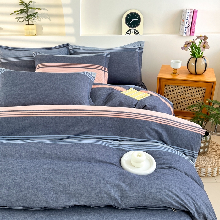 91家纺网 家纺一手货源 找家纺 金窝窝家纺 2025新款纯棉水洗棉四件套 巴黎灰