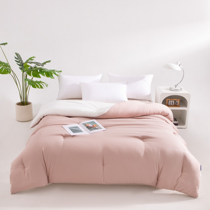 91家纺网 家纺一手货源 找家纺 龙图家纺 2025新款星球深睡被 卡其粉