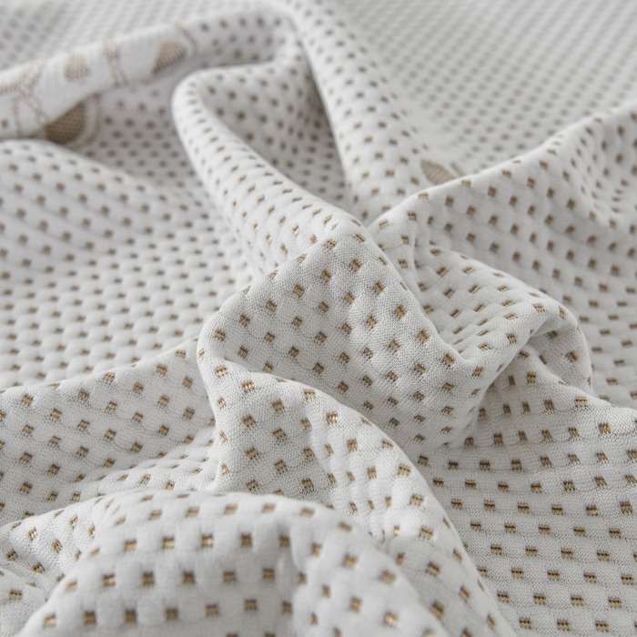 91家纺网 家纺一手货源 找家纺 品乐家纺  2025新款床裙款提花冰豆豆套件凉席席子 浅驼