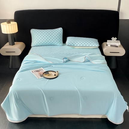 91家纺网 家纺一手货源 找家纺 （总）欧邦 2025新款加厚纯色凉席四件套--凉席三件套