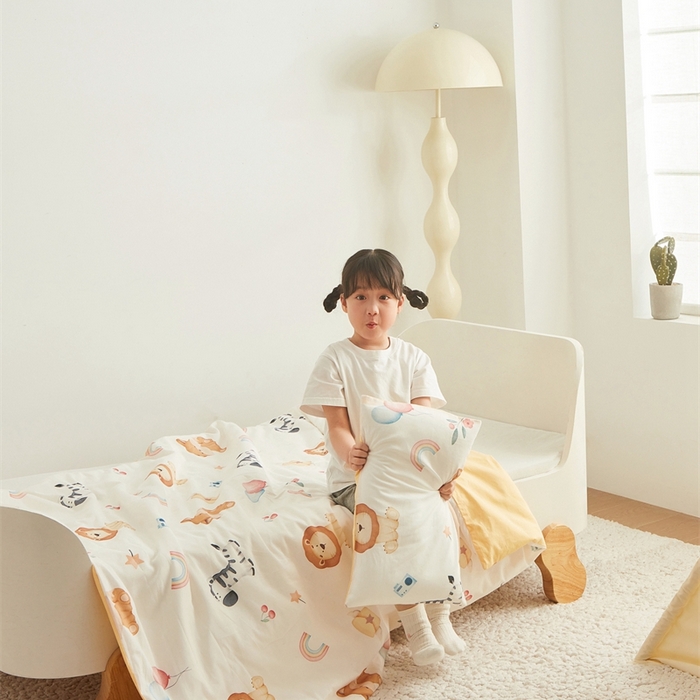 91家纺网 家纺一手货源 找家纺 艾佳宝贝 2025新款A类全棉纯棉儿童单枕套多尺寸可拆式枕头 萌趣动物园