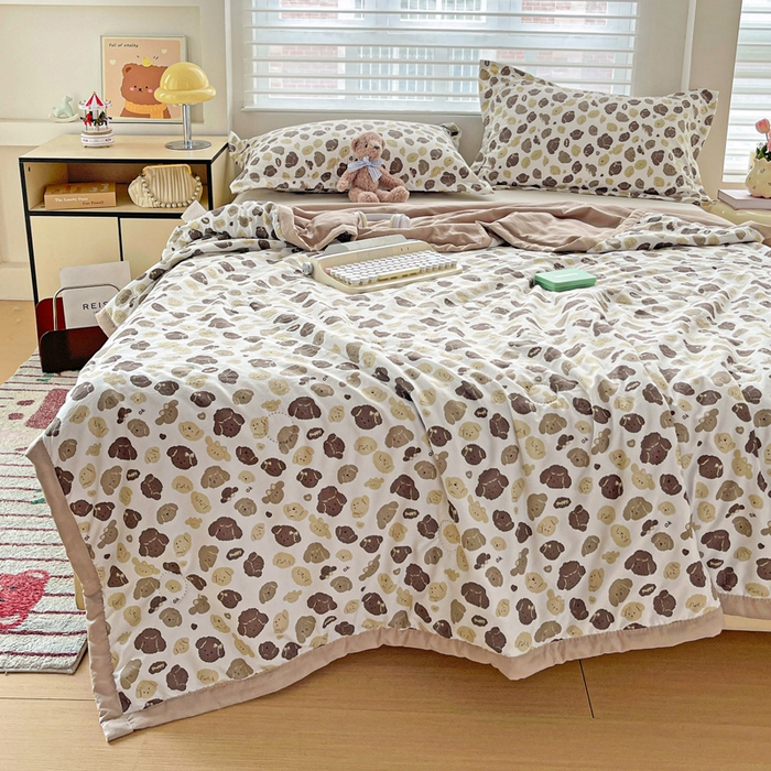 91家纺网 家纺一手货源 找家纺 富艺隆 2025新款水洗棉印花夏被 萌萌狗