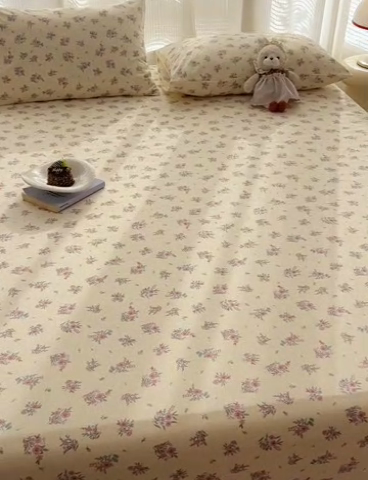 91家纺网 家纺一手货源 找家纺 眠帛家居 2025新款A类水洗皱皱纱印花床笠 蔓蔓