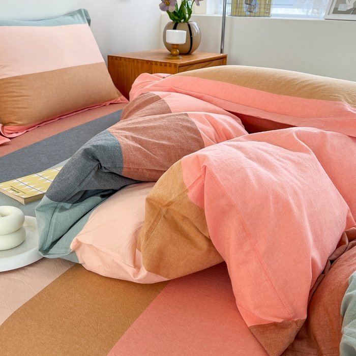 91家纺网 家纺一手货源 找家纺 金窝窝家纺 2025新款纯棉水洗棉四件套 巴黎彩格