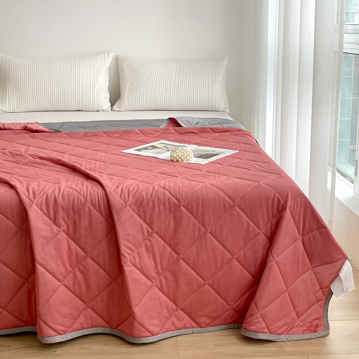 91家纺网 家纺一手货源 找家纺 富艺隆 2025新款纯色凉感丝夏被 豆沙