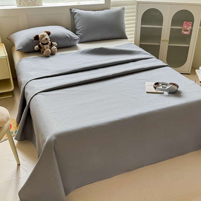 91家纺网 家纺一手货源 找家纺 晓时候 2025原棉老粗布床单凉席三件套软凉席子单床单 高级灰