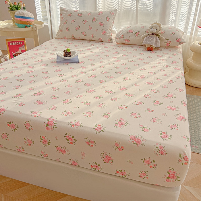 91家纺网 家纺一手货源 找家纺 眠帛家居 2025新款A类水洗皱皱纱印花床笠 浪漫