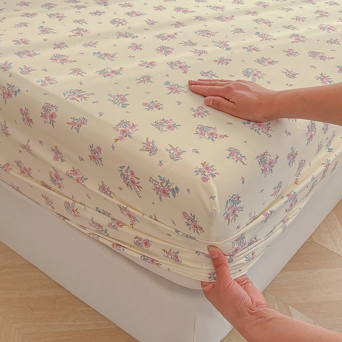 91家纺网 家纺一手货源 找家纺 眠帛家居 2025新款A类水洗皱皱纱印花床笠 蔓蔓