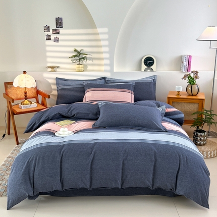 金窝窝家纺 2025新款纯棉水洗棉四件套 巴黎灰