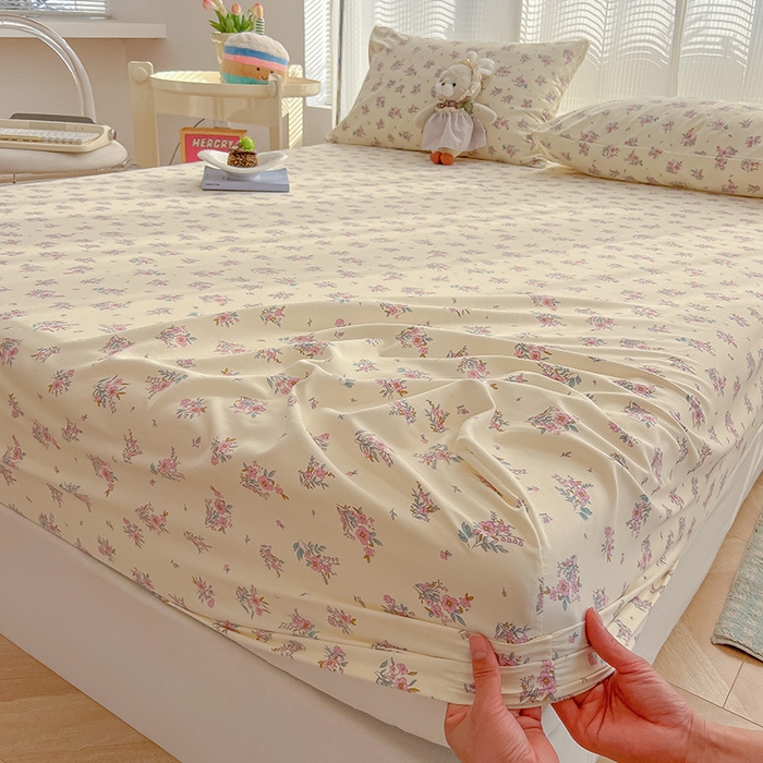 91家纺网 家纺一手货源 找家纺 眠帛家居 2025新款A类水洗皱皱纱印花床笠 蔓蔓