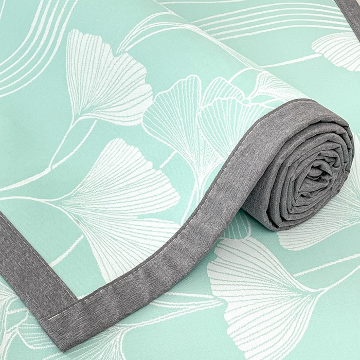 91家纺网 家纺一手货源 找家纺 子曰 2025新款高定版A类PE聚乙烯凉感凉席提花凉席 银杏叶-绿