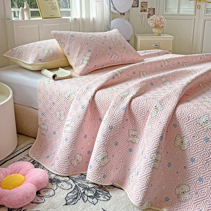 91家纺网 家纺一手货源 找家纺 羽爱家纺 2025新款A类双面全棉印花床盖套件 星星汪