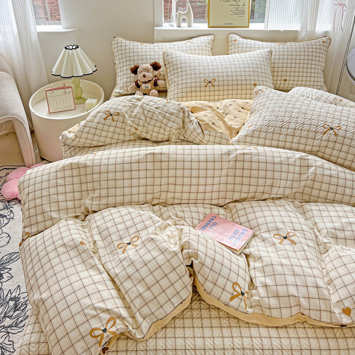 91家纺网 家纺一手货源 找家纺 羽爱家纺 2025新款A类双面全棉印花床盖套件 极简主义