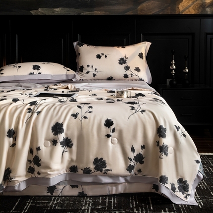 91家纺网 家纺一手货源 找家纺 （总）金喜 2025新款天丝夏被夏凉被薄被子套件数码印花夏被四件套