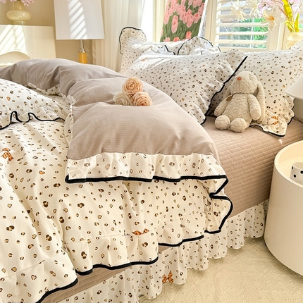 91家纺网 家纺一手货源 找家纺 （总）韩约家纺 2025新款1皱皱纱时尚花边款四件套