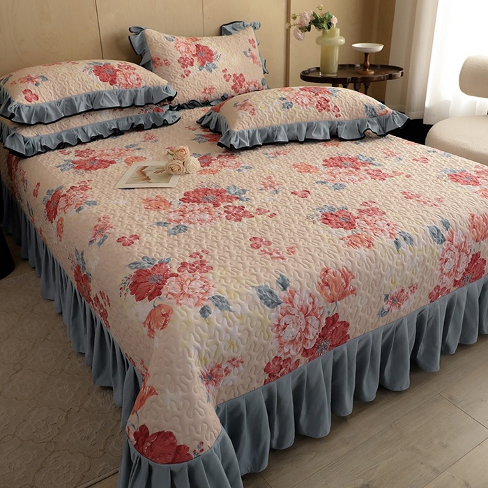 91家纺网 家纺一手货源 找家纺 金盛皇朝家纺 2025新款田园风水洗棉床盖四件套系列 绮梦风雅