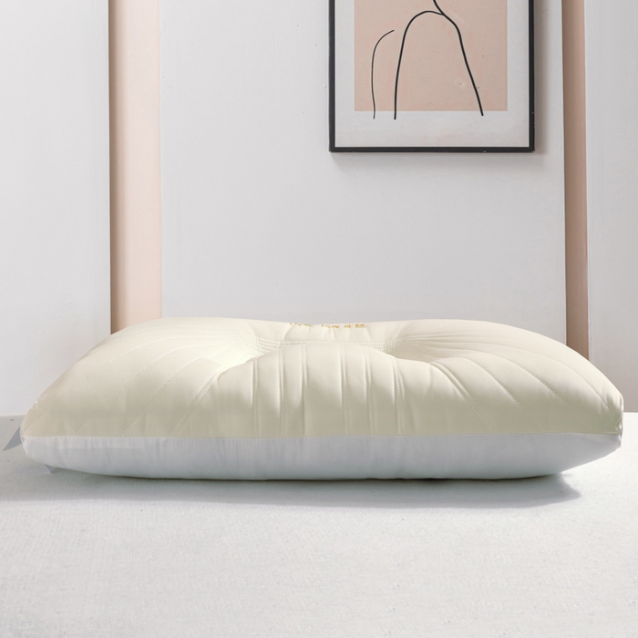 91家纺网 家纺一手货源 找家纺 大熊枕芯  2025新款spa云感刺绣冰丝枕 冰丝护颈枕奶黄中枕一对