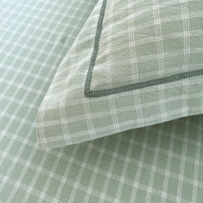 91家纺网 家纺一手货源 找家纺 金窝窝家纺 2025新款纯棉水洗棉四件套 春意盎然淡绿色