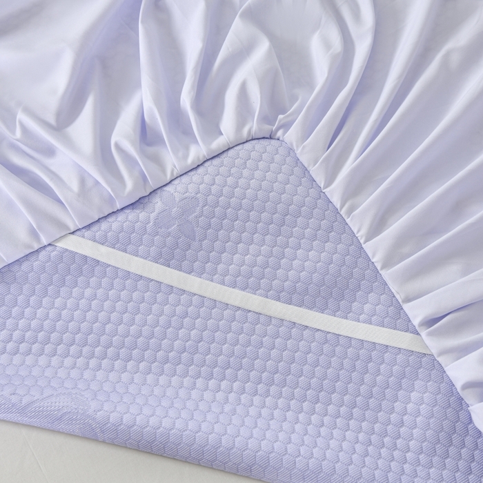 91家纺网 家纺一手货源 找家纺 品乐家纺  2025新款床裙款提花冰豆豆套件凉席席子 浅紫