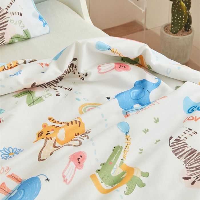 91家纺网 家纺一手货源 找家纺 艾佳宝贝 2025新款A类全棉纯棉儿童单枕套多尺寸可拆式枕头 动物的世界