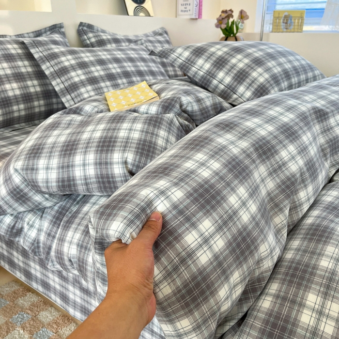 91家纺网 家纺一手货源 找家纺 金窝窝家纺 2025新款纯棉水洗棉四件套 爱锦灰