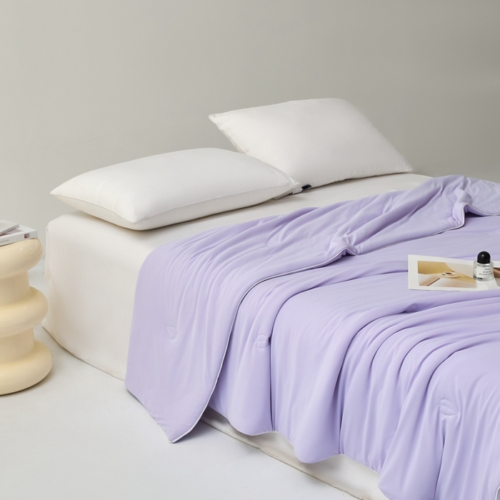 91家纺网 家纺一手货源 找家纺 欧邦 2025新款全消光冰皮凉感锦氨夏被 安娜紫