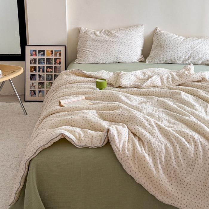 91家纺网 家纺一手货源 找家纺 （总）萝莉家纺 2025新款软软糯糯双层皱皱纱单夏被 夏被四件套