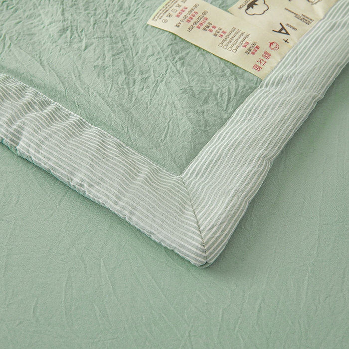 91家纺网 家纺一手货源 找家纺 创优家纺 2025新款无印风格子新疆棉夏被空调被纯棉花被夏被子薄被芯水洗棉包检测 新疆棉-松绿