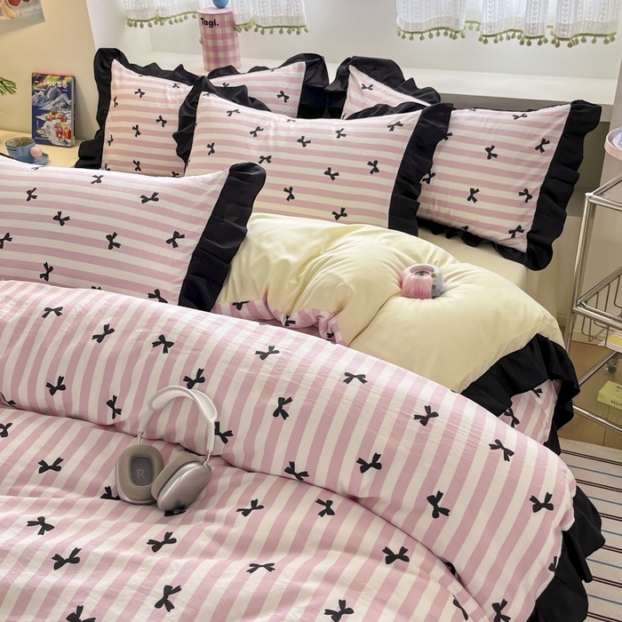 91家纺网 家纺一手货源 找家纺 （总）2025水洗棉花边四件套_9067