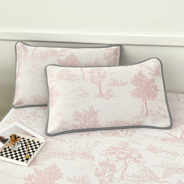 91家纺网 家纺一手货源 找家纺 子曰 2025新款高定版A类PE聚乙烯凉感凉席提花凉席床笠 秘境-粉