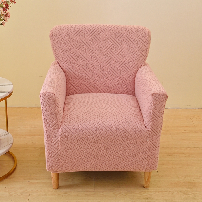 91家纺网 家纺一手货源 找家纺 启博家纺 2025新款磨毛提花高靠背小单人沙发套 桃粉