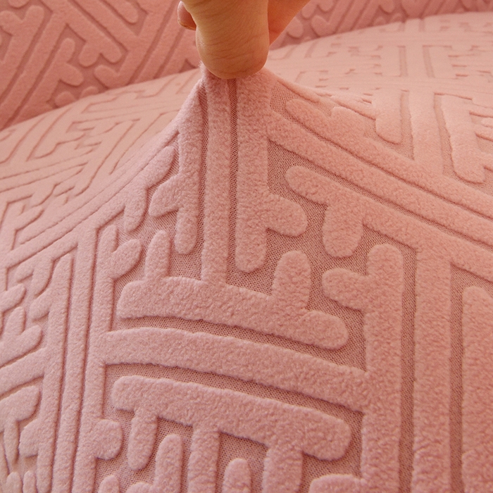 91家纺网 家纺一手货源 找家纺 启博家纺 2025新款磨毛提花高靠背小单人沙发套 桃粉