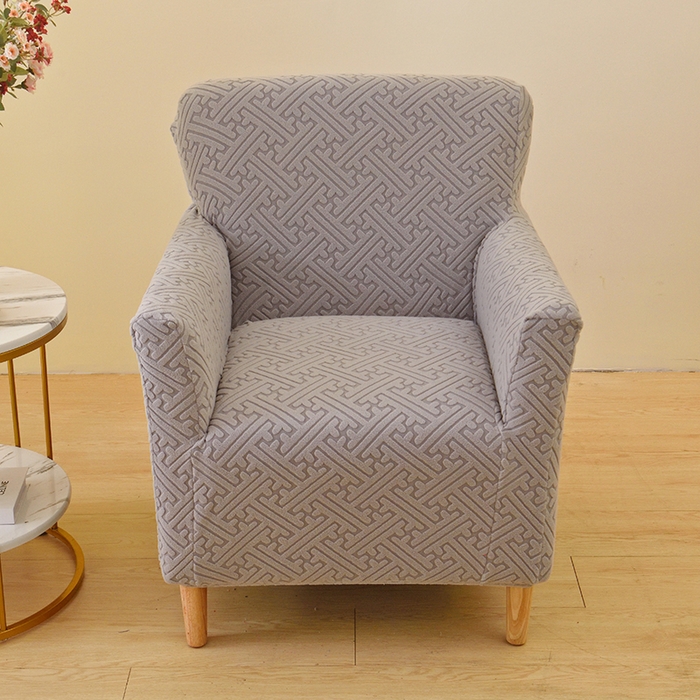 91家纺网 家纺一手货源 找家纺 启博家纺 2025新款磨毛提花高靠背小单人沙发套 灰色