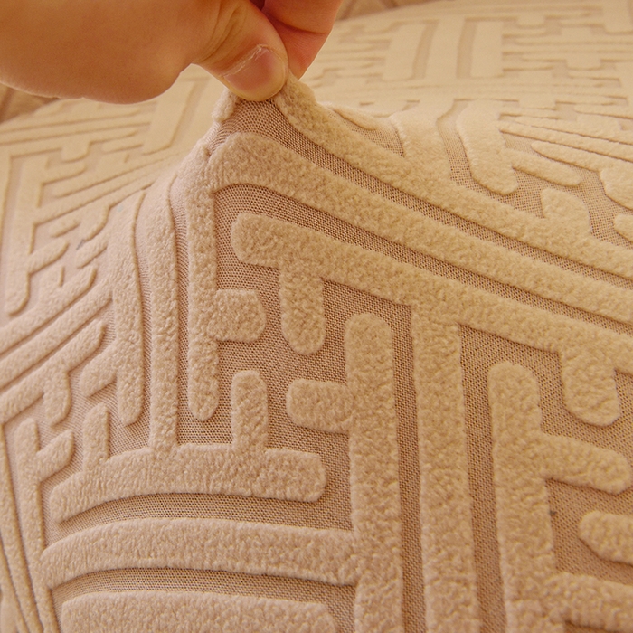 91家纺网 家纺一手货源 找家纺 启博家纺 2025新款磨毛提花高靠背小单人沙发套 驼色