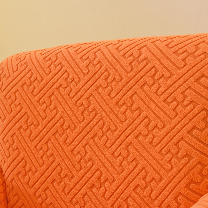 91家纺网 家纺一手货源 找家纺 启博家纺 2025新款磨毛提花高靠背小单人沙发套 橙色