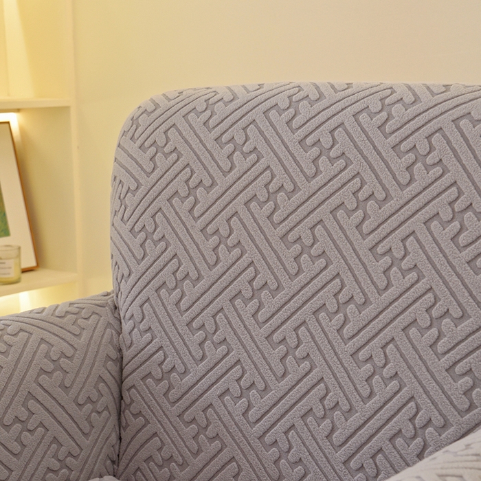 91家纺网 家纺一手货源 找家纺 启博家纺 2025新款磨毛提花高靠背小单人沙发套 灰色