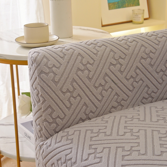 91家纺网 家纺一手货源 找家纺 启博家纺 2025新款磨毛提花高靠背小单人沙发套 灰色