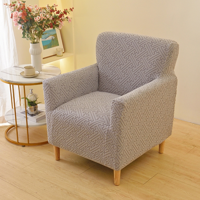 91家纺网 家纺一手货源 找家纺 启博家纺 2025新款磨毛提花高靠背小单人沙发套 灰色