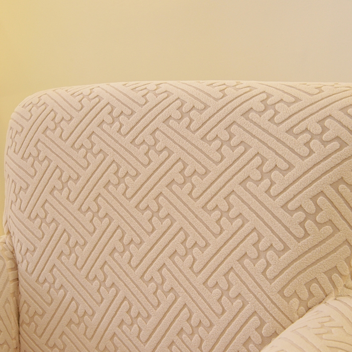 91家纺网 家纺一手货源 找家纺 启博家纺 2025新款磨毛提花高靠背小单人沙发套 米白