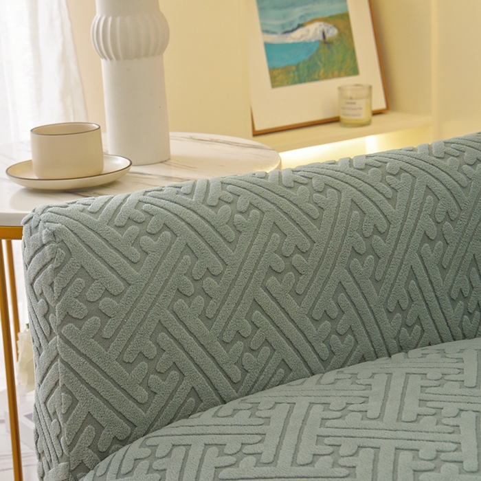 91家纺网 家纺一手货源 找家纺 启博家纺 2025新款磨毛提花高靠背小单人沙发套 墨蓝