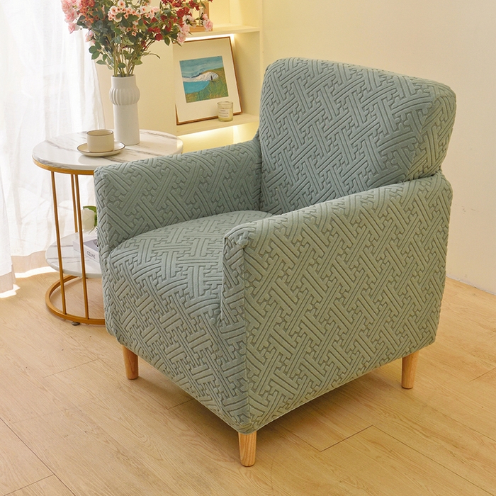 91家纺网 家纺一手货源 找家纺 启博家纺 2025新款磨毛提花高靠背小单人沙发套 墨蓝