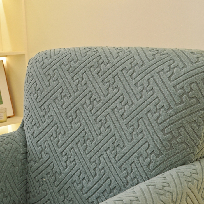 91家纺网 家纺一手货源 找家纺 启博家纺 2025新款磨毛提花高靠背小单人沙发套 墨蓝