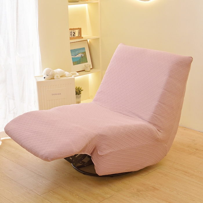 91家纺网 家纺一手货源 找家纺 启博家纺 2025新款菱形格功能款毛毛虫沙发套 桃粉