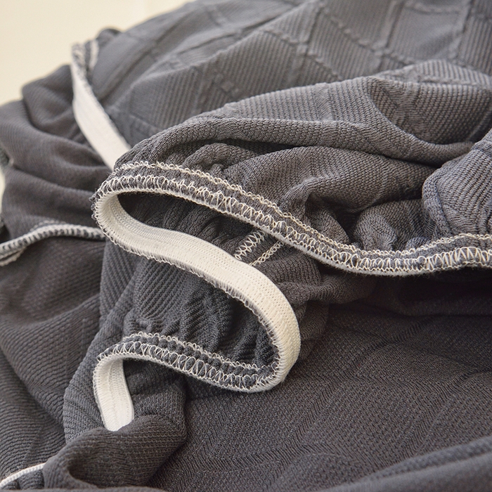 91家纺网 家纺一手货源 找家纺 启博家纺 2025新款菱形格功能款毛毛虫沙发套 灰蓝