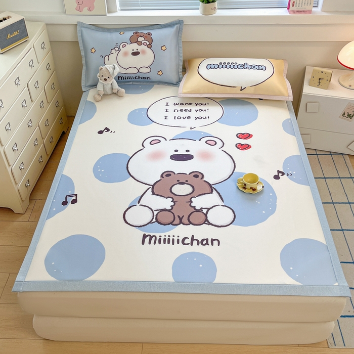 91家纺网 家纺一手货源 找家纺 （总）博雅 2025新款miiiiichan正版权A类大版数码印花1200D冰丝凉席席子