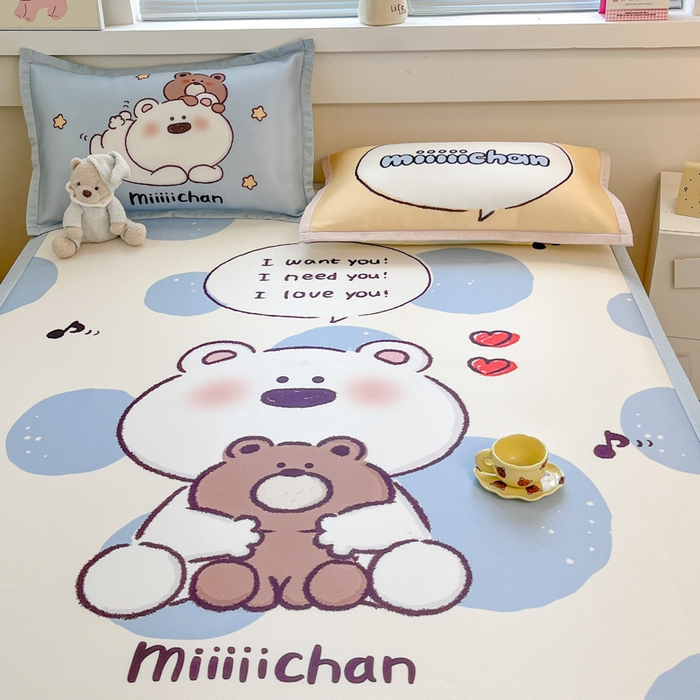 91家纺网 家纺一手货源 找家纺 （总）博雅 2025新款miiiiichan正版权A类大版数码印花1200D冰丝凉席席子