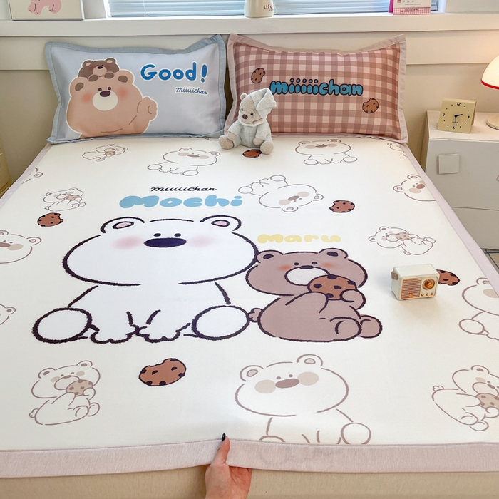 91家纺网 家纺一手货源 找家纺 （总）博雅 2025新款miiiiichan正版权A类大版数码印花1200D冰丝凉席席子