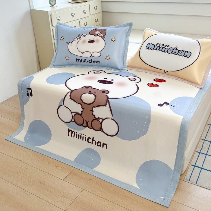 91家纺网 家纺一手货源 找家纺 （总）博雅 2025新款miiiiichan正版权A类大版数码印花1200D冰丝凉席席子