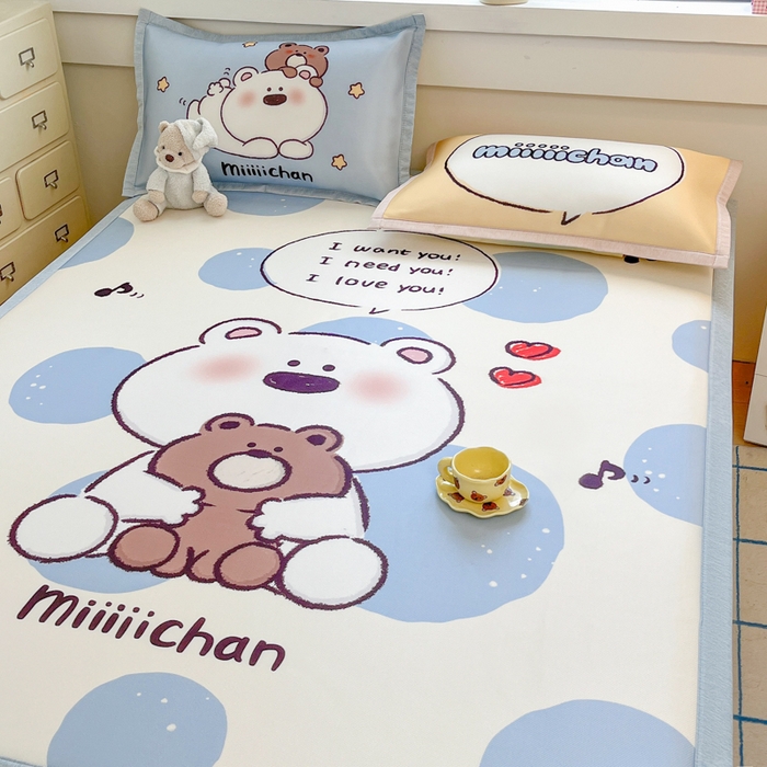 91家纺网 家纺一手货源 找家纺 （总）博雅 2025新款miiiiichan正版权A类大版数码印花1200D冰丝凉席席子