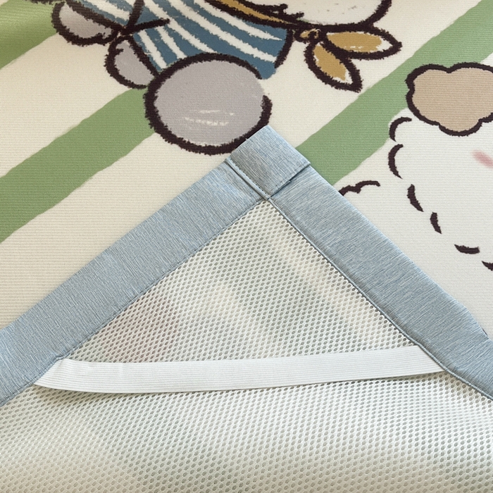 91家纺网 家纺一手货源 找家纺 博雅 2025新款miiiiichan正版权A类大版数码印花1200D冰丝凉席席子 彩色波点熊